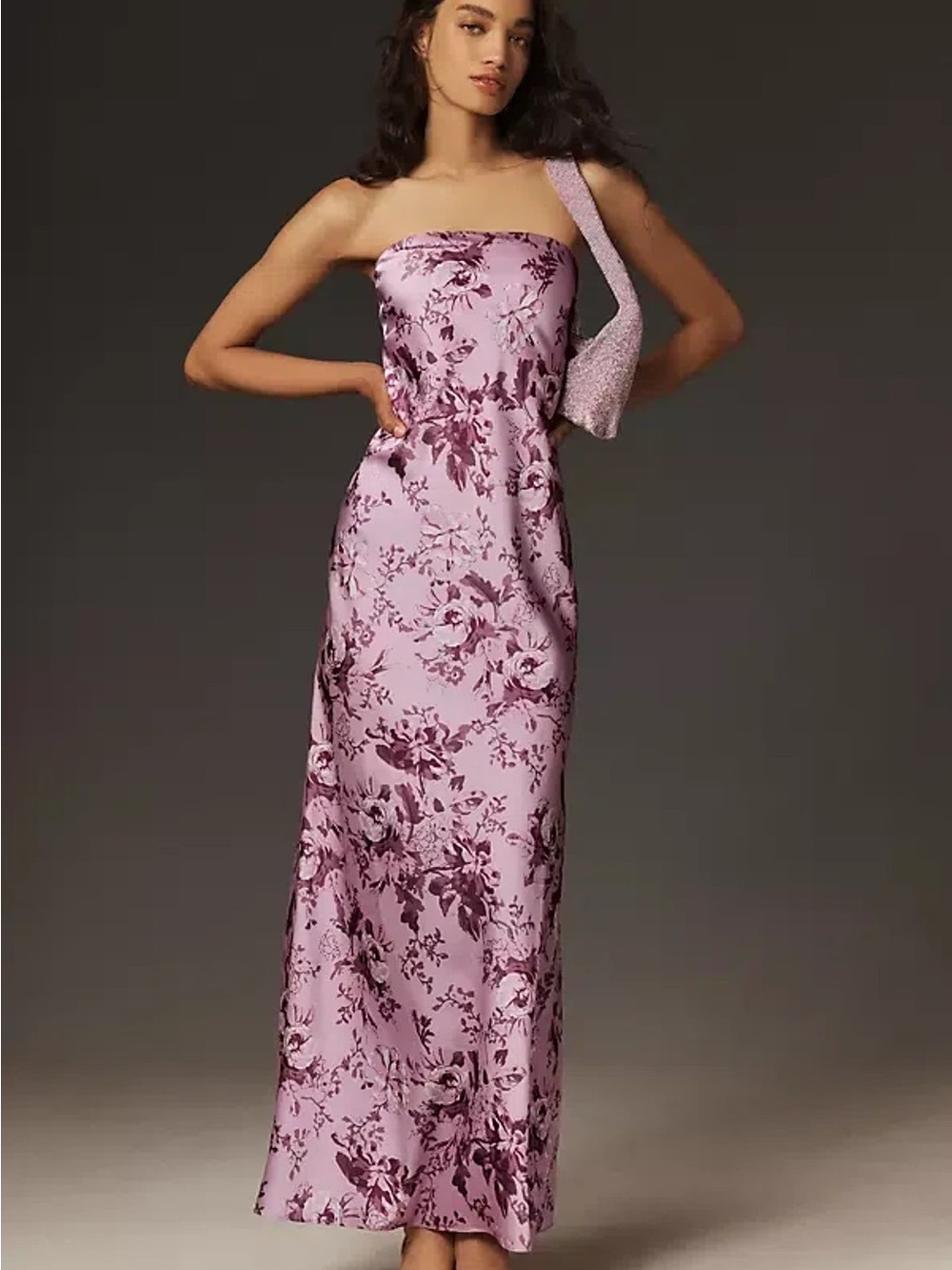 BHLDN Mia Strapless Satin Column Maxi Dress
